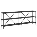 vidaXL Konzolový stolík čierny 200x30x75 cm kompozitné drevo a železo – Obrázok 2