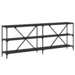 vidaXL Konzolový stolík čierny 200x30x75 cm kompozitné drevo a železo – Obrázok 6