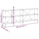 vidaXL Konzolový stolík čierny 200x30x75 cm kompozitné drevo a železo – Obrázok 9