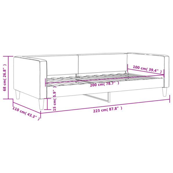vidaXL Denná posteľ sivohnedá 100x200 cm látka – Obrázok 8