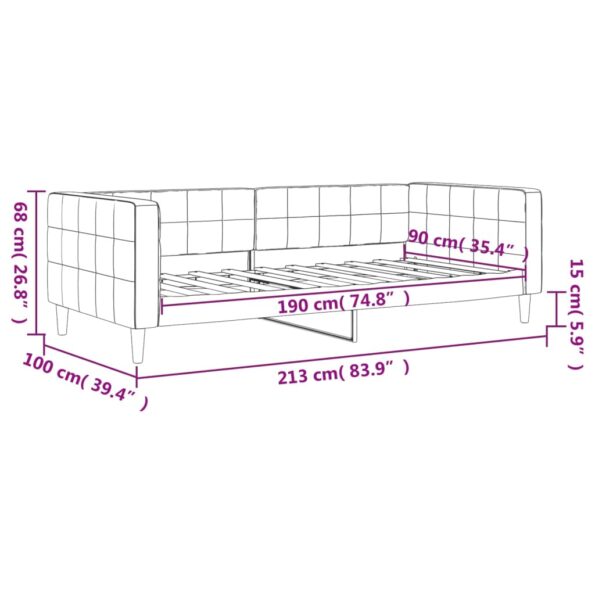 vidaXL Denná posteľ čierna 90x190 cm zamat – Obrázok 8