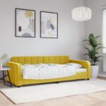 vidaXL Denná posteľ žltá 90x200 cm zamat