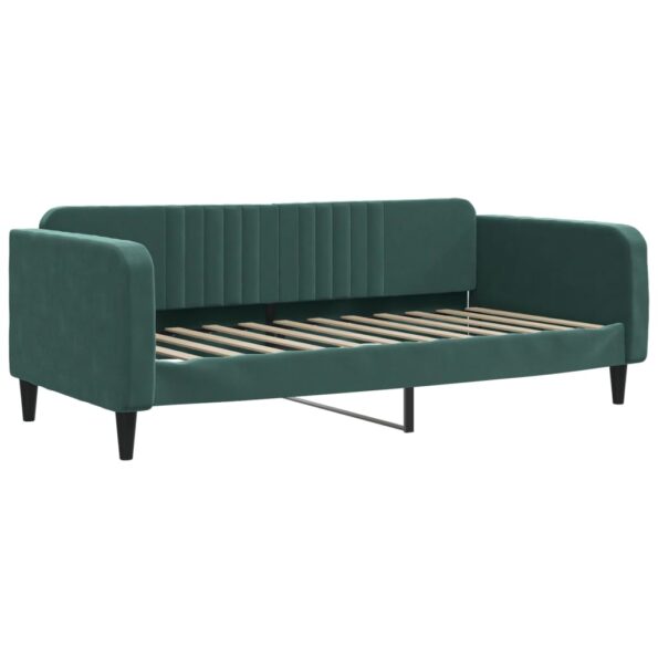 vidaXL Denná posteľ tmavozelená 100x200 cm zamat – Obrázok 2