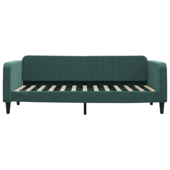 vidaXL Denná posteľ tmavozelená 100x200 cm zamat – Obrázok 3