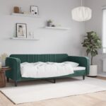 vidaXL Denná posteľ tmavozelená 100x200 cm zamat