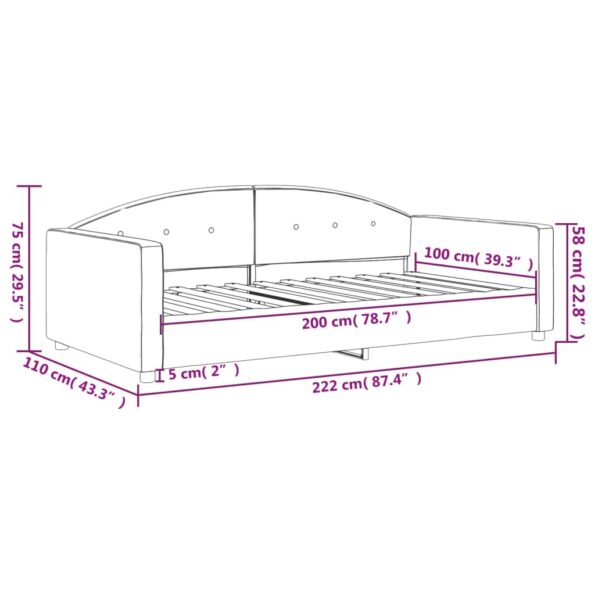 vidaXL Denná posteľ modrá 100x200 cm zamat – Obrázok 8