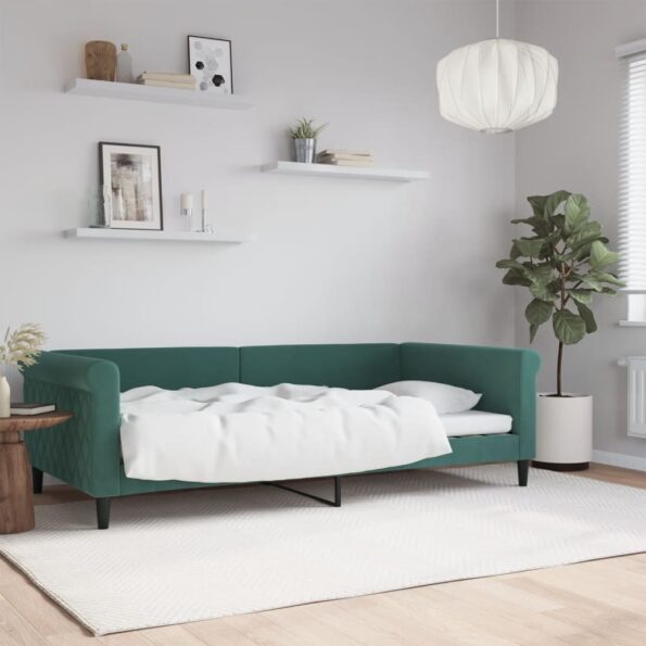 VXL8720845955489_m_en_hd_1.jpg vidaXL Denná posteľ tmavozelená 100x200 cm zamat – Obrázok 1