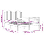 vidaXL Posteľný rám s čelom 140x200 cm masívne drevo – Obrázok 12