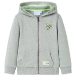 Detská mikina s kapucňou a zipsom svetlá kaki melanž 116