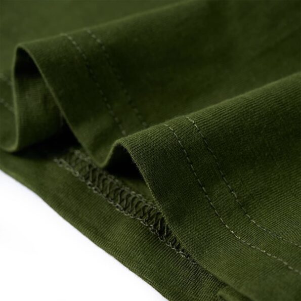 Detské tričko s dlhými rukávmi tmavé kaki 104 – Obrázok 6