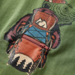 Detské tričko s dlhými rukávmi svetlé kaki 104 – Obrázok 4