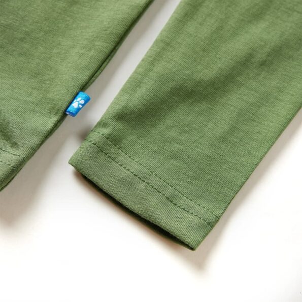 Detské tričko s dlhými rukávmi svetlé kaki 104 – Obrázok 6