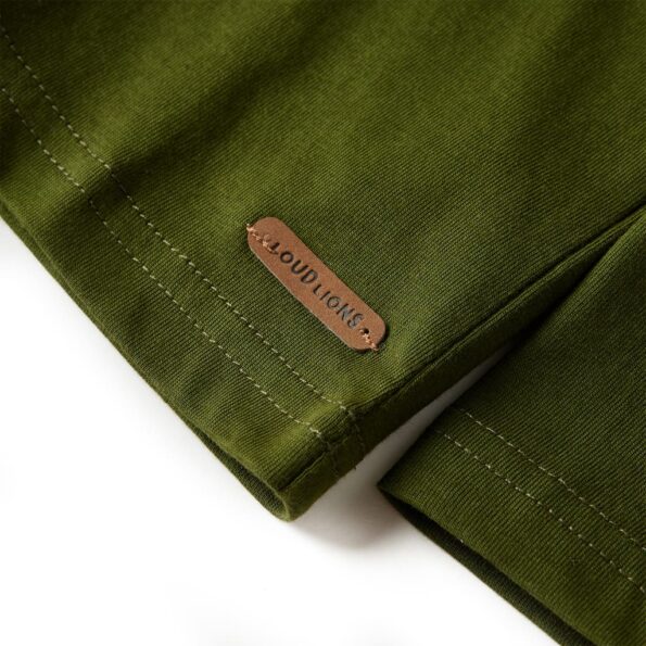 Detské tričko s dlhými rukávmi tmavé kaki 104 – Obrázok 5