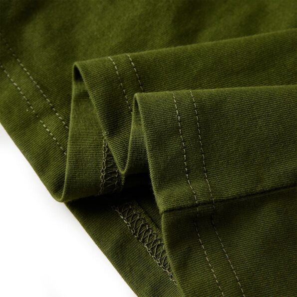 Detské tričko s dlhými rukávmi tmavé kaki 104 – Obrázok 6