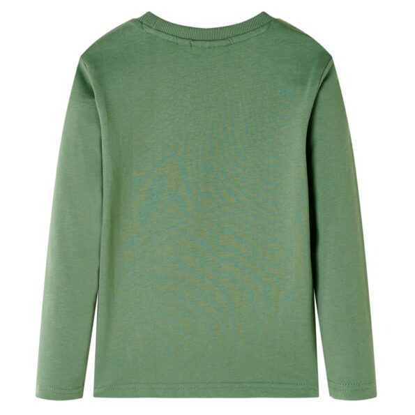 Detské tričko s dlhými rukávmi svetlé kaki 104 – Obrázok 2