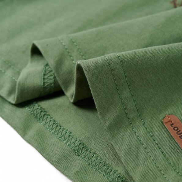 Detské tričko s dlhými rukávmi svetlé kaki 104 – Obrázok 6