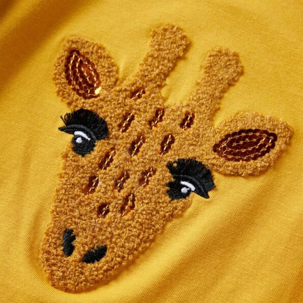 Detské tričko s dlhými rukávmi tmavookrové 104 – Obrázok 4