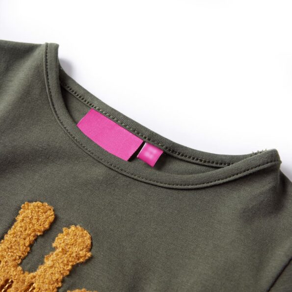 Detské tričko s dlhými rukávmi kaki 104 – Obrázok 3
