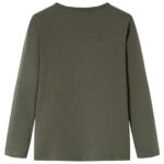 Detské tričko s dlhými rukávmi kaki 128 – Obrázok 2