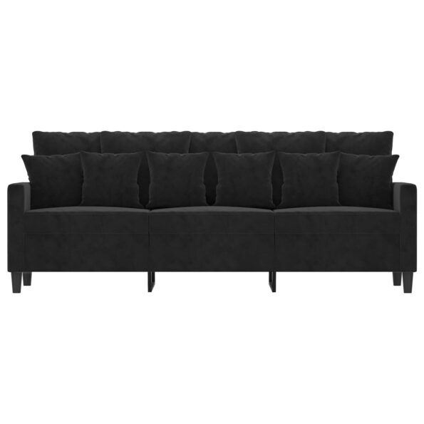 vidaXL 3-miestna pohovka čierna 180 cm zamat – Obrázok 3