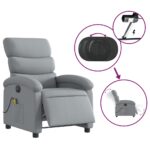 vidaXL Elektrické masážne sklápacie kreslo bledosivé látkové – Obrázok 5