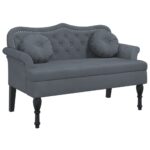 vidaXL Lavica s vankúšmi, tmavosivá, 120,5x65x75 cm, zamat – Obrázok 2
