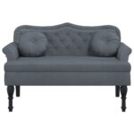 vidaXL Lavica s vankúšmi, tmavosivá, 120,5x65x75 cm, zamat – Obrázok 3