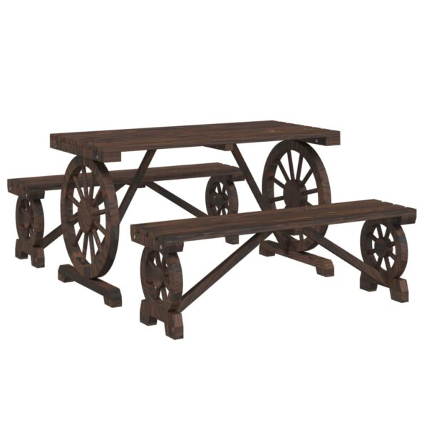 vidaXL 3-dielna záhradná jedálenská súprava jedľový masív – Obrázok 2