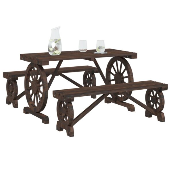 vidaXL 3-dielna záhradná jedálenská súprava jedľový masív – Obrázok 3