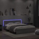 vidaXL Posteľný rám s čelom a LED sivý sonoma 150x200 cm – Obrázok 3