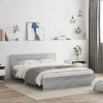 vidaXL Posteľný rám s čelom a LED sivý sonoma 150x200 cm – Obrázok 4