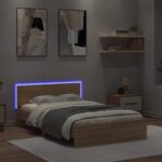 vidaXL Posteľný rám s čelom a LED dub sonoma 120x200 cm – Obrázok 3