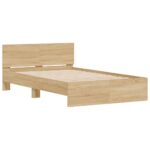vidaXL Posteľný rám s čelom a LED dub sonoma 140x190 cm – Obrázok 6