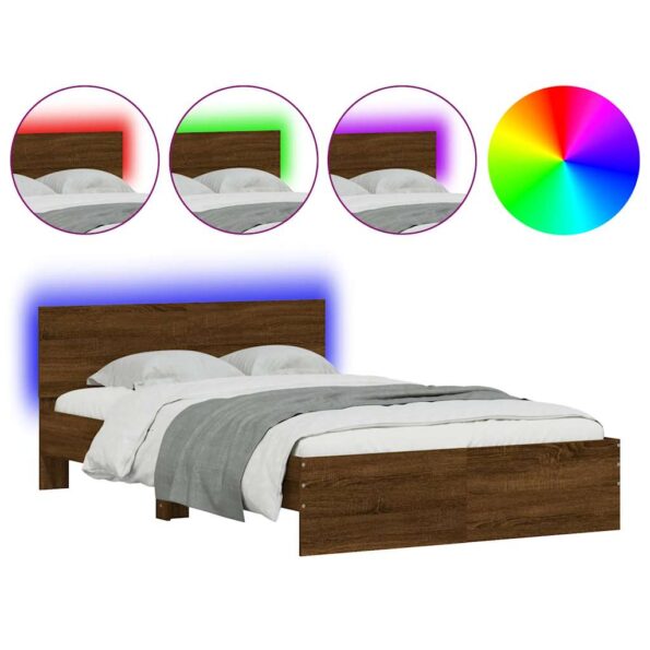 VXL8721012248465_a_en_hd_1.jpg vidaXL Posteľný rám s čelom a LED hnedý dub 140x190 cm – Obrázok 2