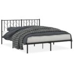 vidaXL Kovový rám postele s čelom čierny 160x200 cm – Obrázok 2