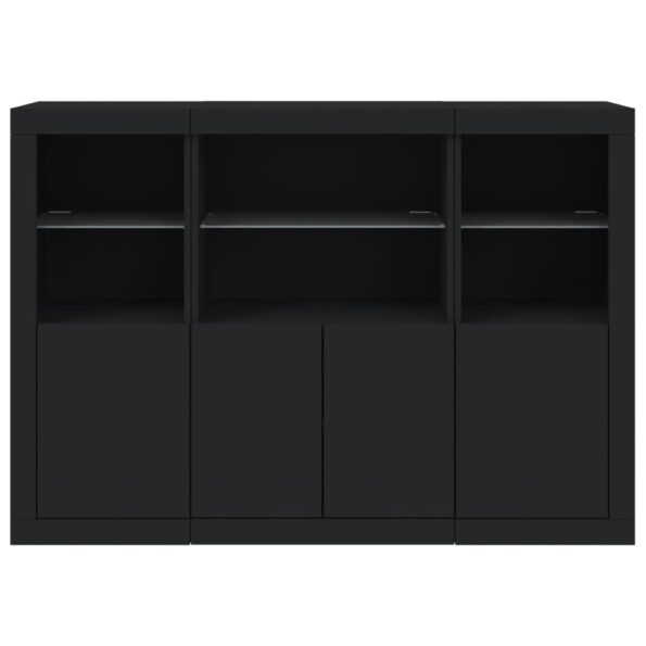 vidaXL Komody s LED svetlami 3 ks čierne kompozitné drevo – Obrázok 6