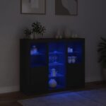 vidaXL Komody s LED svetlami 3 ks čierne kompozitné drevo – Obrázok 3