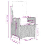 vidaXL Sklápacie záhradné kreslá 2 ks s podložkami béžové polyratan – Obrázok 11