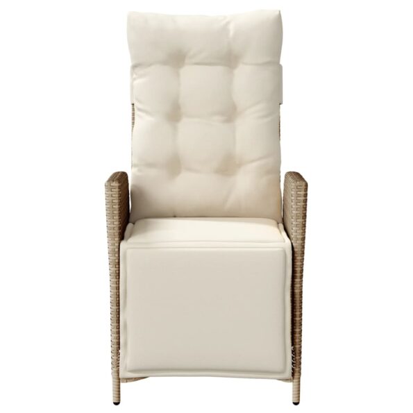 vidaXL Sklápacie záhradné kreslo s podnožkou béžové polyratan – Obrázok 4