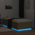 vidaXL Posteľný rám s LED svetlami dub sonoma 90x200 cm kompoz. drevo – Obrázok 5