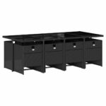 vidaXL 9-dielna záhradná jedálenská sada s vankúšmi čierna polyratan – Obrázok 3