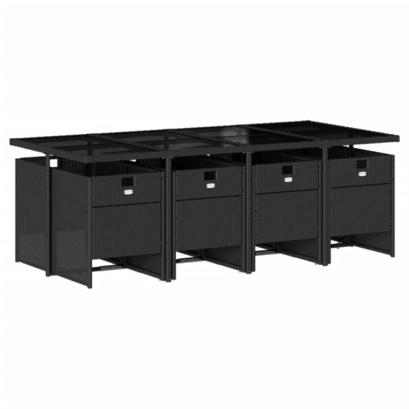 vidaXL 9-dielna záhradná jedálenská sada s vankúšmi čierna polyratan – Obrázok 3