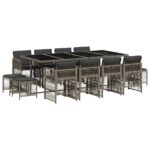 vidaXL 13-dielna záhrad. jedálenská súprava s vankúšmi sivá polyratan – Obrázok 2