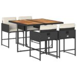 vidaXL 5-dielna záhradná jedálenská súprava a vankúše čierna polyratan – Obrázok 2