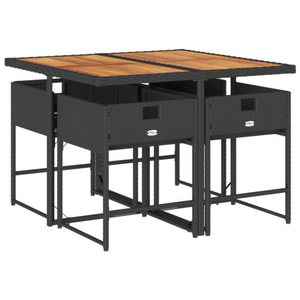 vidaXL 5-dielna záhradná jedálenská súprava a vankúše čierna polyratan – Obrázok 3