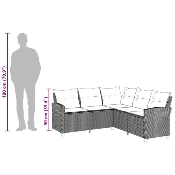 vidaXL Pohovka v tvare L s vankúšmi z čierneho polyratanu – Obrázok 8