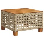 vidaXL Záhradný stôl béžový 55x55x36 cm polyratan akáciové drevo – Obrázok 6