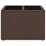 vidaXL záhradný stôl so sklenenou doskou hnedá 55x55x37 cm polyratan – Obrázok 4