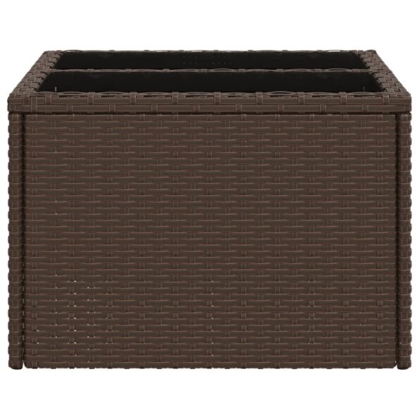 vidaXL záhradný stôl so sklenenou doskou hnedá 55x55x37 cm polyratan – Obrázok 5