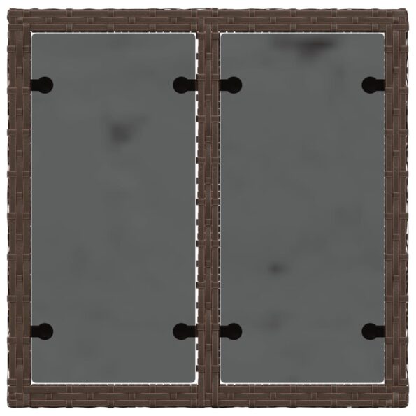 vidaXL záhradný stôl so sklenenou doskou hnedá 55x55x37 cm polyratan – Obrázok 7
